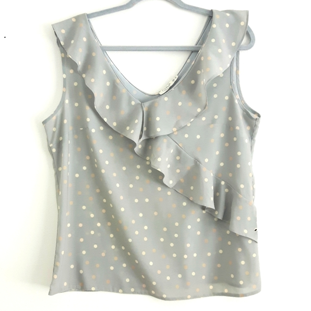 CHILIA Brand Sleeveless Ruffle Collar Blouse SZ EUR 42 (12-14 approx)